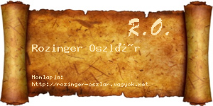 Rozinger Oszlár névjegykártya